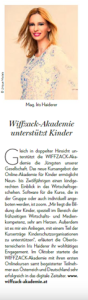 Medienbericht im Lifestyle- und Frauenmagazin "Die Oberösterreicherin" 2020: Wiffzack-Akademie unterstützt Kinder.